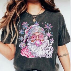 NEW Retro Santa Comfort Colors Cute Santa Graphic Tee  S-3X